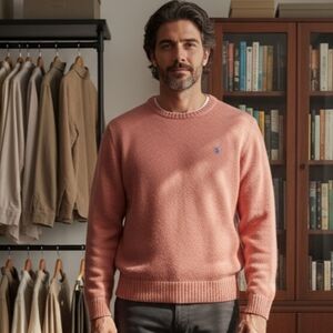 MENS VINTAGE Ralph Lauren Dusty Pink Knit Sweater XL